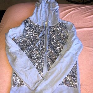Baby blue Victoria’s Secret sequin sweatshirt